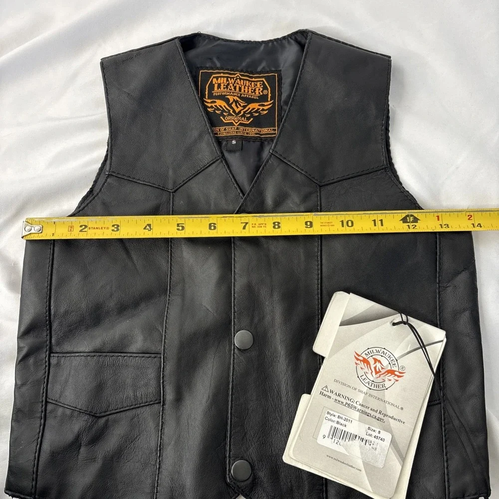 Milwaukee Leather Kids Boys Small‎ Classic Black Biker Style Motorcycle Vest NEW